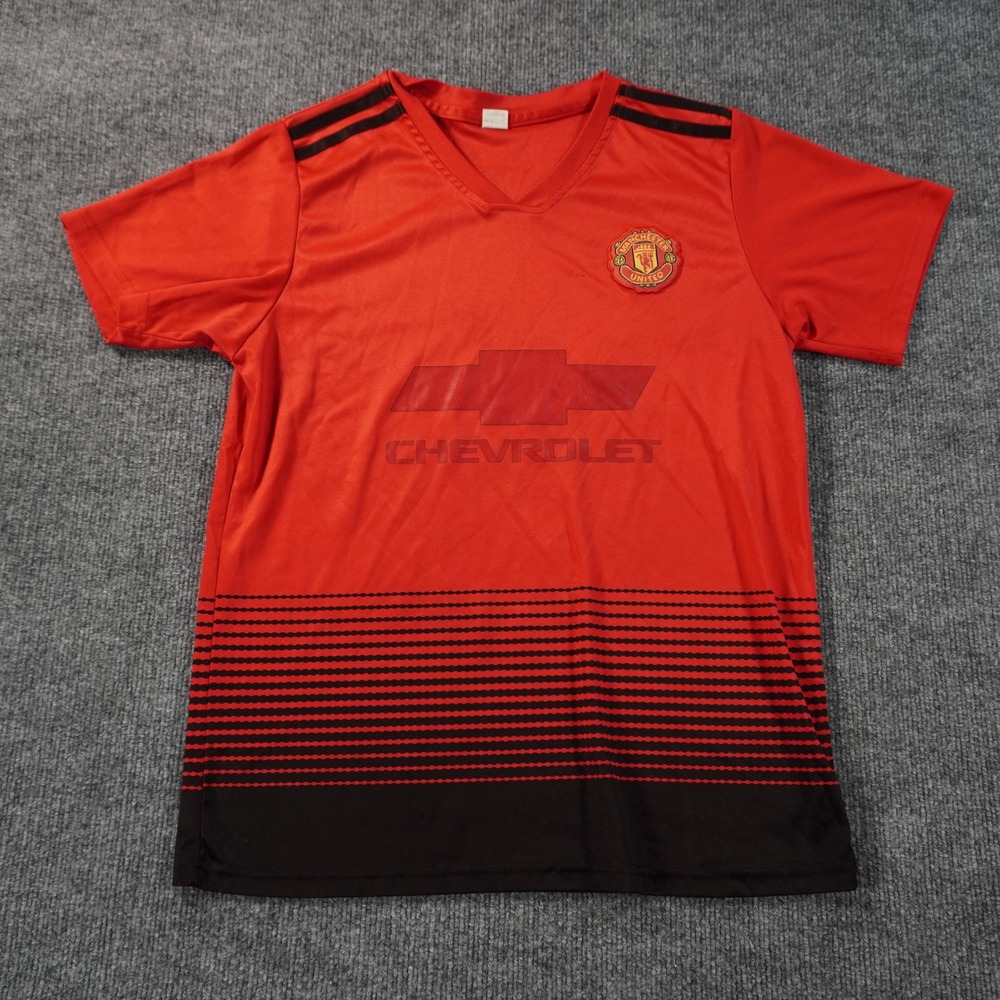 Manchester United Soccer Jersey Men S Red Black Chevrolet V-Neck Short Sleeve